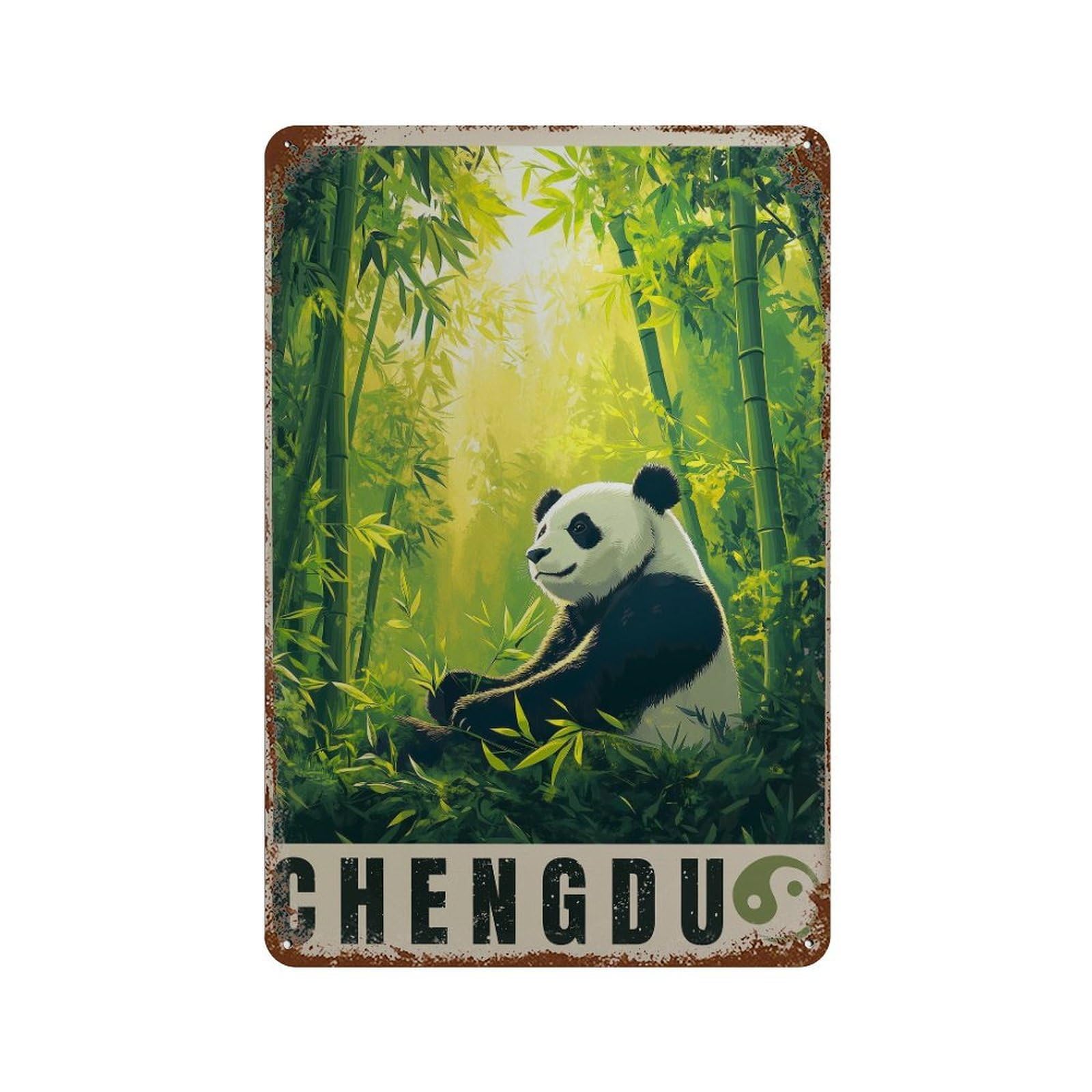 xiaoxiaoshen Chengdu Panda Travel Sichuan China Wall Decor Art Metal Tin Poster Modern Home Decor Art Home Bar Shop Decorations Vintage Sign 30x20cm