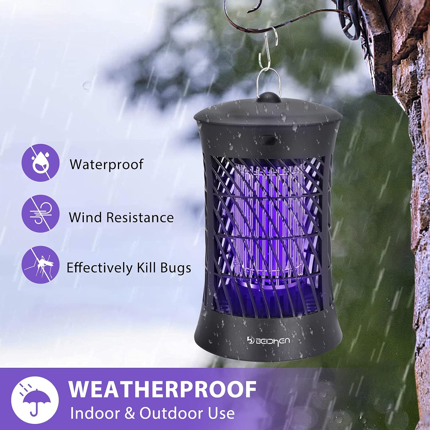 BEICHEN Bug Zapper 4200V Electric Mosquito Zapper Waterproof Outdoor Indoor Mosquito Killer for Home Patio Backyard [Covers 1500 Sq.ft, 7.5ft Cord] : Patio, Lawn & Garden