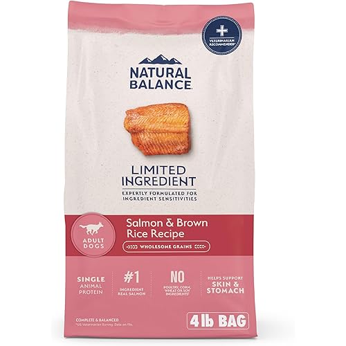 Natural Balance Limited Ingredient Adult Dry Dog Food with Healthy Grains, Salmon & Brown Rice Recipe, 4 Pound (Pack of 1)