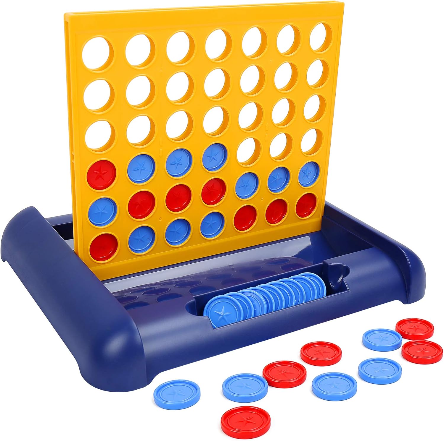 IAMGlobal 4 in a Row, Board Games, Four in a Row Game, Travel Size Line Up 4, Classic Family Toy for Kids and Family for Fun (9.8 Inch)