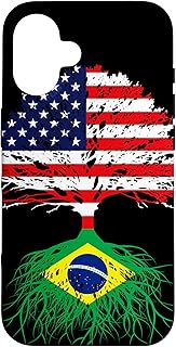 Brazil Brasil Family Roots Brazilian American US Flags Gift Case for iPhone 16