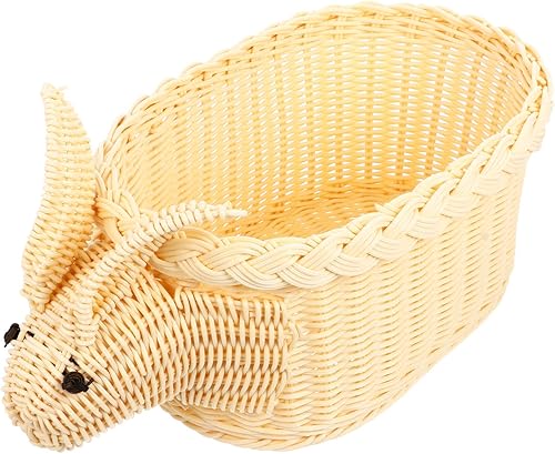 Miniatura 2 de Cesta de Pascua de NUOBESTY con diseño de conejo, cesta de Pascua y caramelos, para guardar decoraciones de Pascua (beige, talla L)