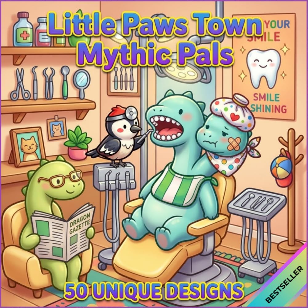 Little Paws Town: Mythic Pals: Cozy Mythical Creatures Coloring Book for Adults and Teens - 50 Bold and Easy Designs for Stress Relief - Cute Fantasy ... & Legendary Beasts - Large Print 8.5" x 8.5"