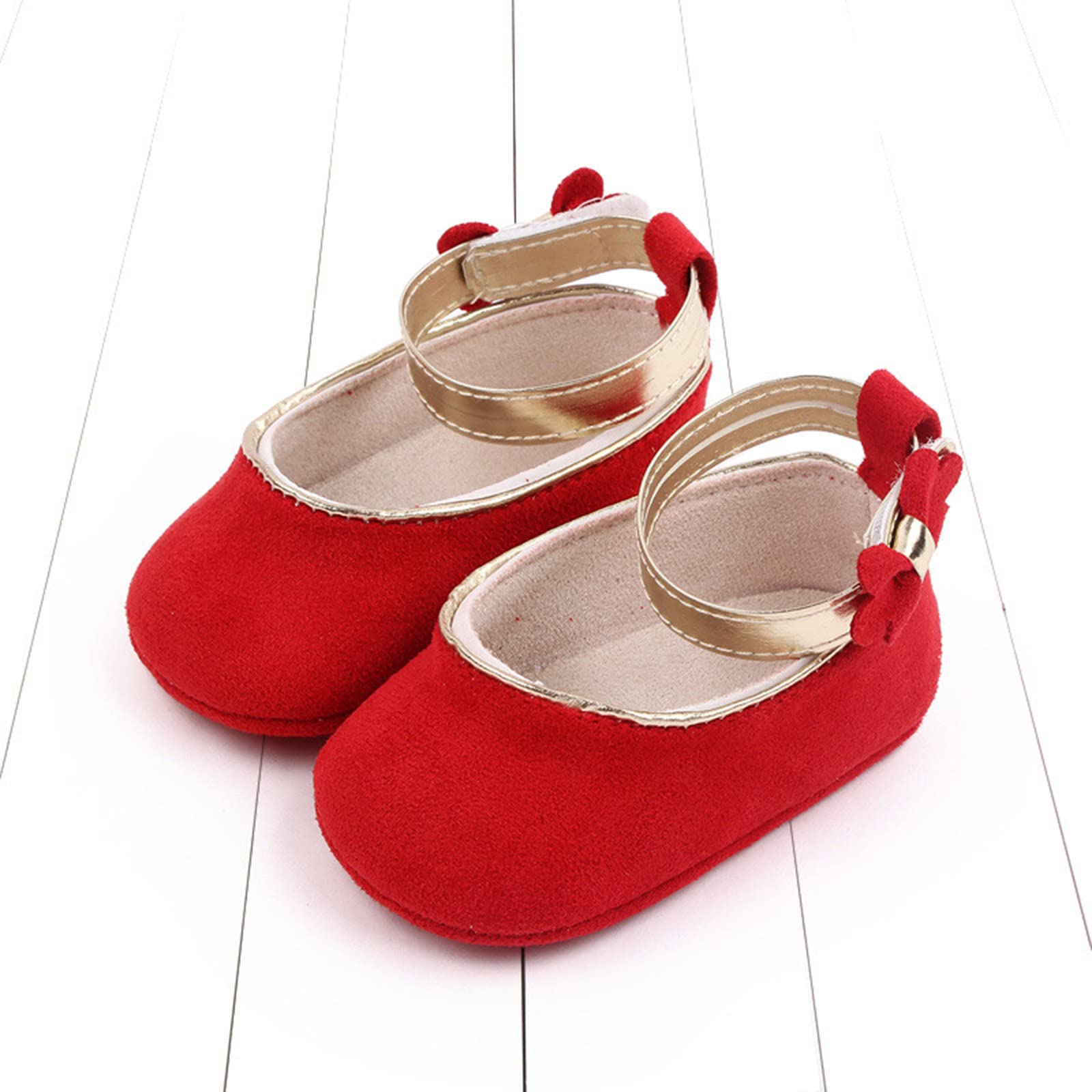 Spring and Summer Children Baby Toddler Shoes Girls Casual Shoes Flat Sole Light Ankle Strap Solid Color Baby Non Slip (Red, 6 Toddler)