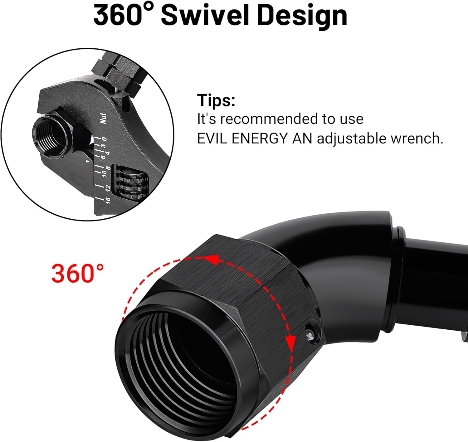EVIL ENERGY 12AN 150 Degree Push Lock Fitting One Piece Full Flow Hose End