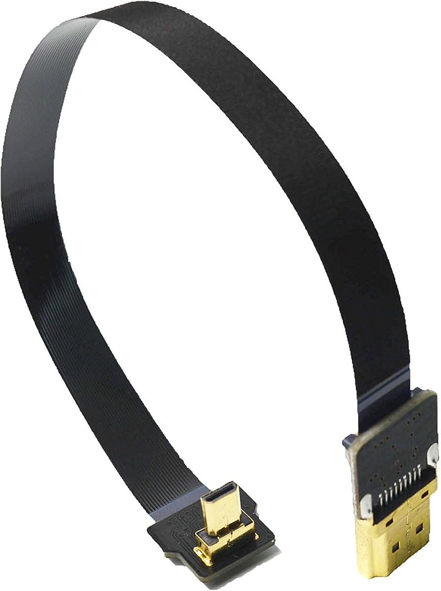 Short soft cord slimmicro 90 degree FPV FFC Flat Slim Thin HDMI Cable Micro HDMI 90 degree to Standard Full Normal HDMI for Gopro Sony A7RII A7SII A9 A6500 A6300（REVERSE SOCKET OF A6000）Black 20CM