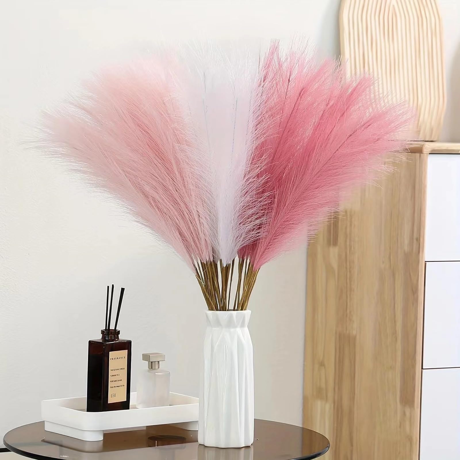 50 Stück 53 cm Pampasgras, künstliche Kunstblumen, Arrangements und Vasenfüller für Zuhause, Küche, Hochzeitsdekoration(Grün)
