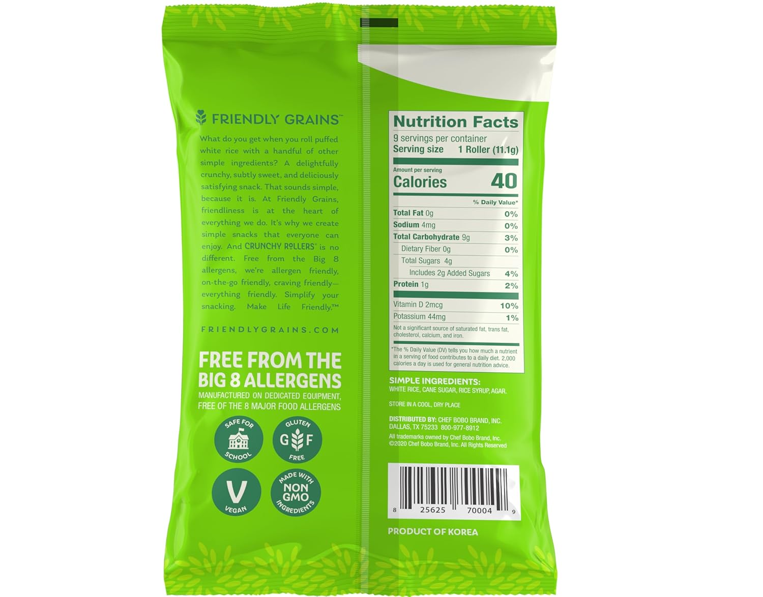 Classic White Rice Crunchy Rollers - Sweet Rice Snacks, Crispy Puffed Rolls, Healthy Snack Rolls for Adults and Kids - Friendly Grains - 3.5 oz (12 Packs of 8)