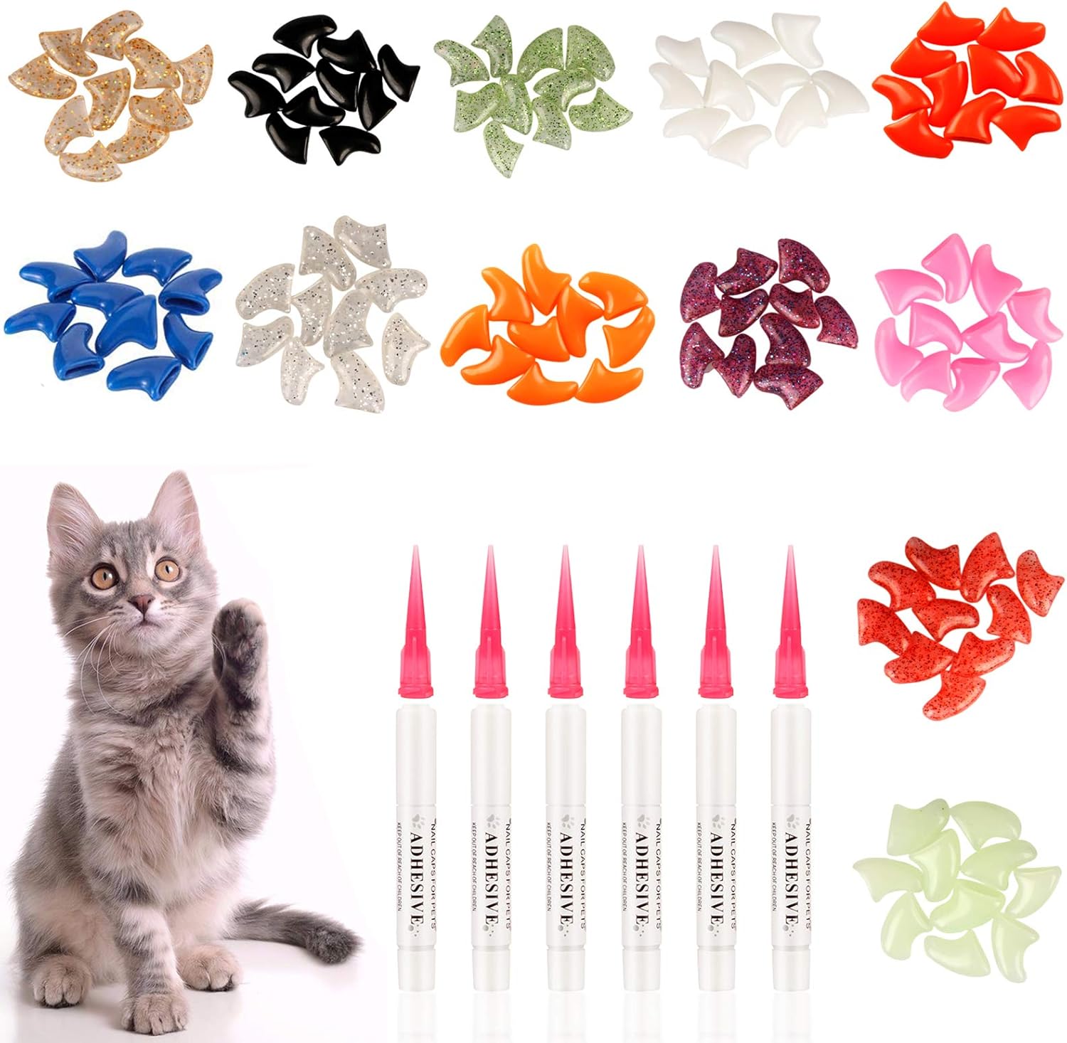 LATTOOK 132Pcs Pet Cat Nail Caps, Soft Claws Nail Covers