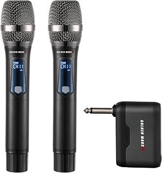 Wireless Microphone with AI Auto Match Channel, Professional Updated 2.4GHz Rechargeable 2 Pcs Microphones with 300 FT Extra Long Distance Stable Receiving for Karaoke Singing DJ Church Classroom