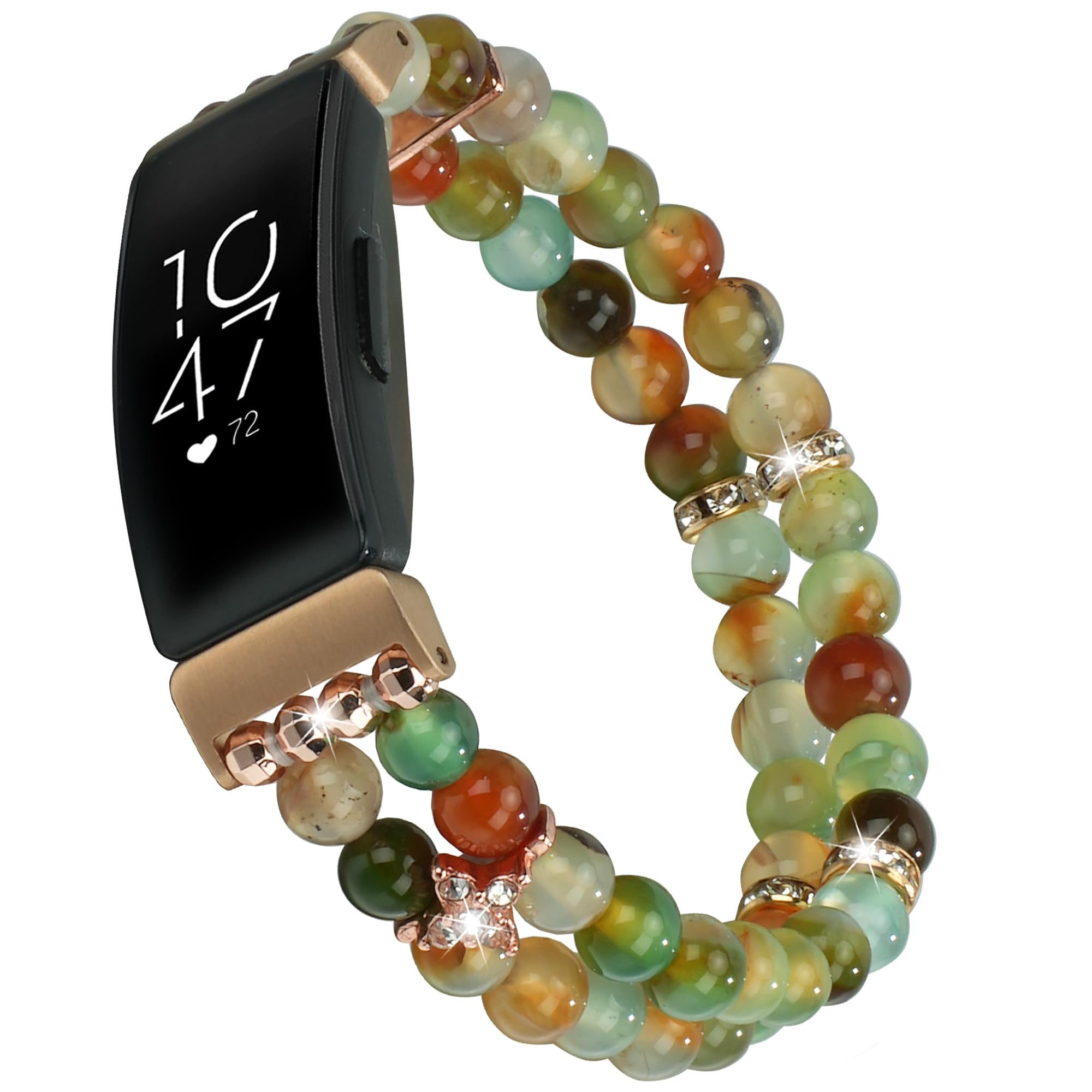 WongetoCompatible with Fitbit Inspire 2 & Inspire/Inspire HR Bands,Fashion Handmade Elastic Stretch Pearl Bracelet Women Replacement Strap for Fitbit Inspire accssorises