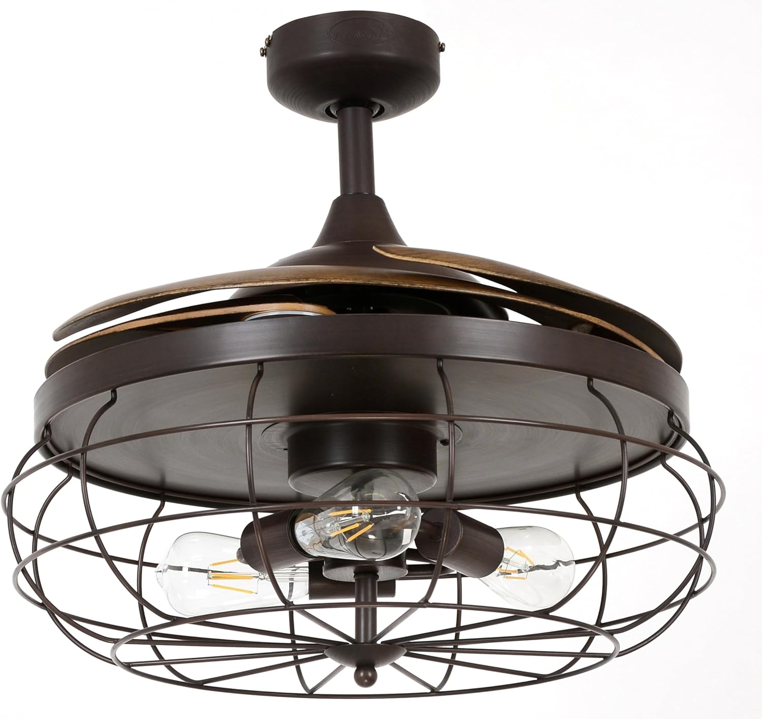 Lucci Air Fanaway Industri Ceiling Fan, 21292101, Energy Efficient Retractable Blade and Unique Design Aesthetic, Oil Rubbed Bronze