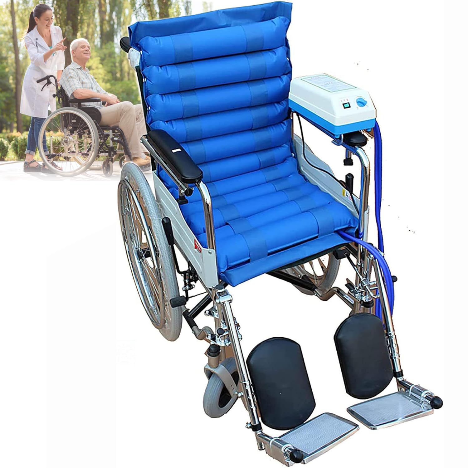 Cojín inflable para silla de ruedas con bomba de aire de presión alterna, alivia las úlceras de presión para pacientes postoperatorios y sentados a largo plazo