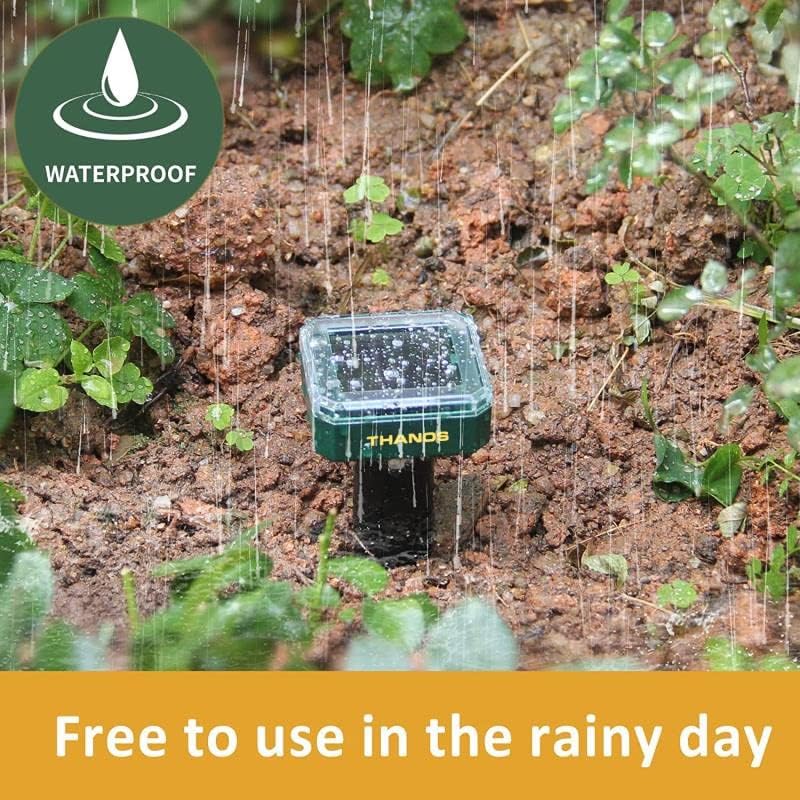 THANOS Solar Mole Repellent Stakes Groundhog Repeller Gopher Deterrent Spike Trap Get Rid of Voles from Garden Outdoor