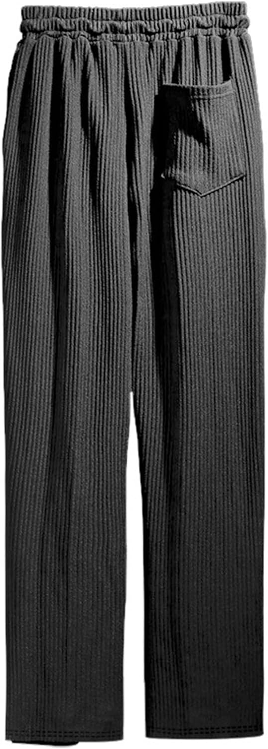 Men's Stylish Running Athletic Outdoor Pants Comfort Solid Spring Fall Pants Straight Drawstring Outdoor Trousers