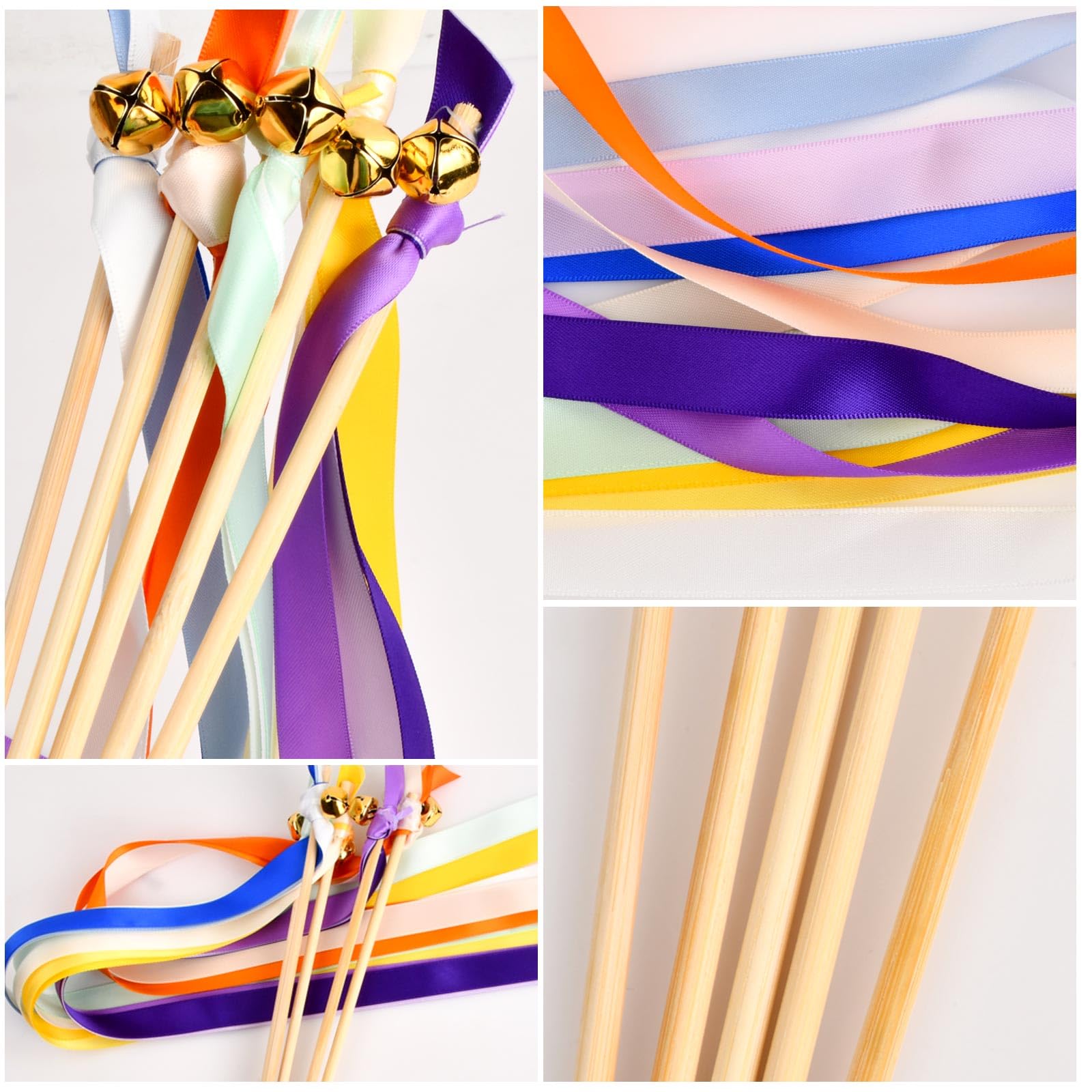 100 STUKS Wedding Wands Kant Sticks Met Bruiloft Linten Zijde Sprookjesfeestjes Gunsten voor Partijen, Babydouches, Feestdagen, Vieringen-Champagne-50 pieces