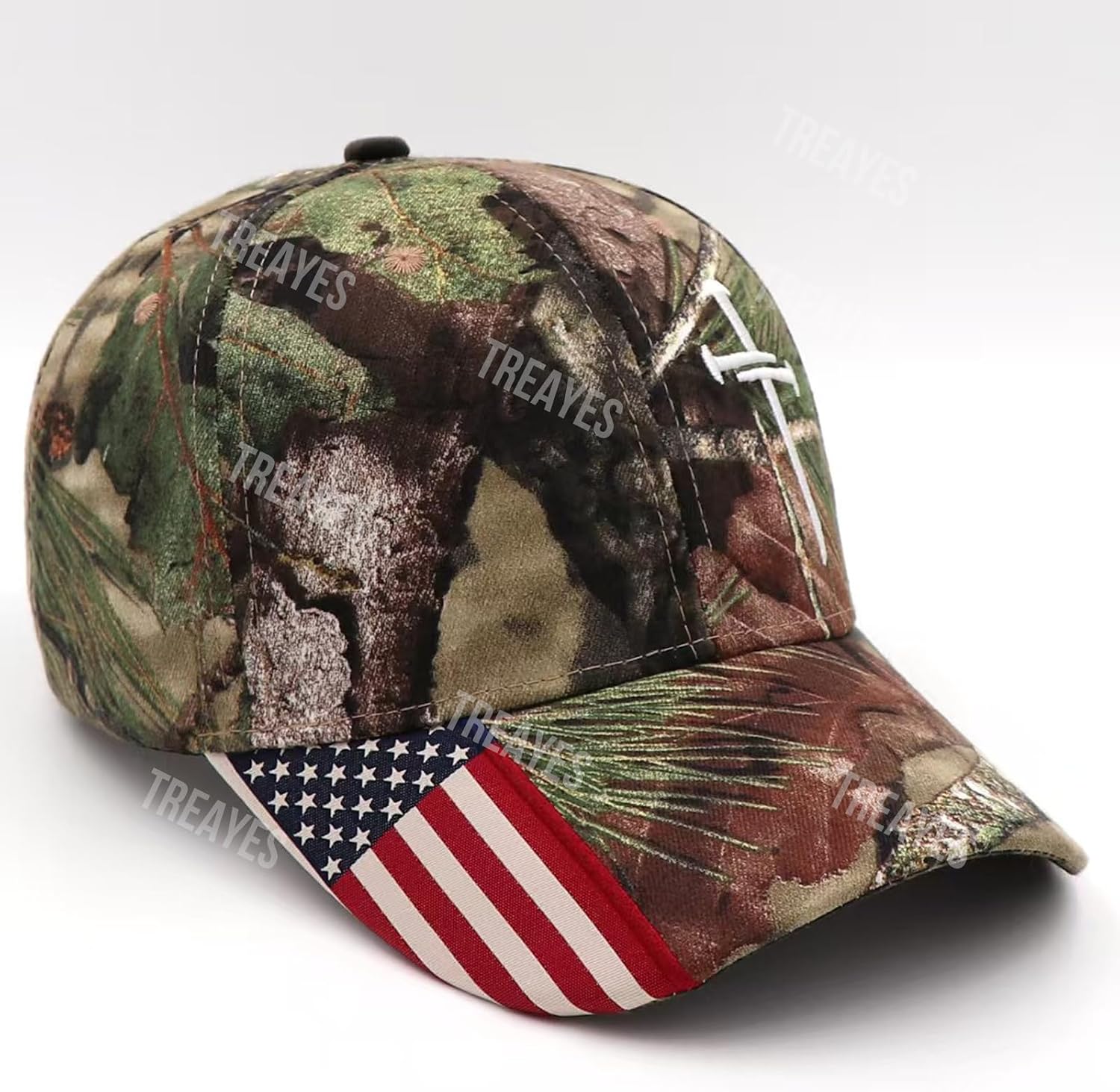 Redeemed 3 Nails Cross Hat with American Flag Christian Hats for Men Women Adjustable Cotton Embroidered Baseball Cap