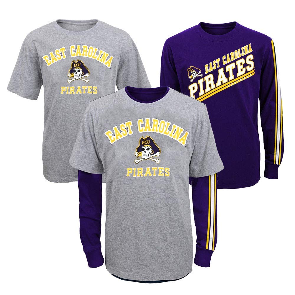 Outerstuff East Carolina Pirates Boys Purple/Grey Classic Fade Long/Short Shirt Set
