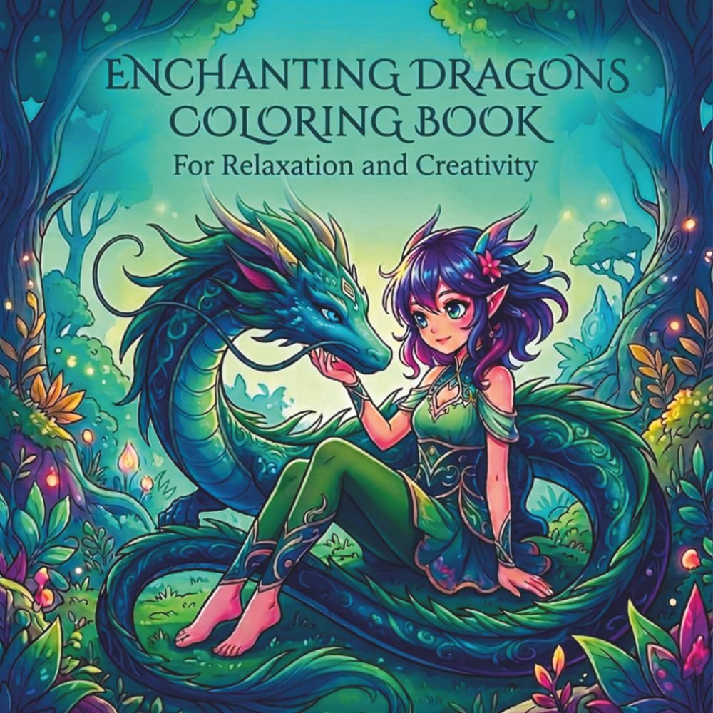 Enchanting Dragons Coloring Book: A Fantasy Dragon Coloring Adventure Filled with Magical Creatures, Cute Scenes, and Relaxing Designs