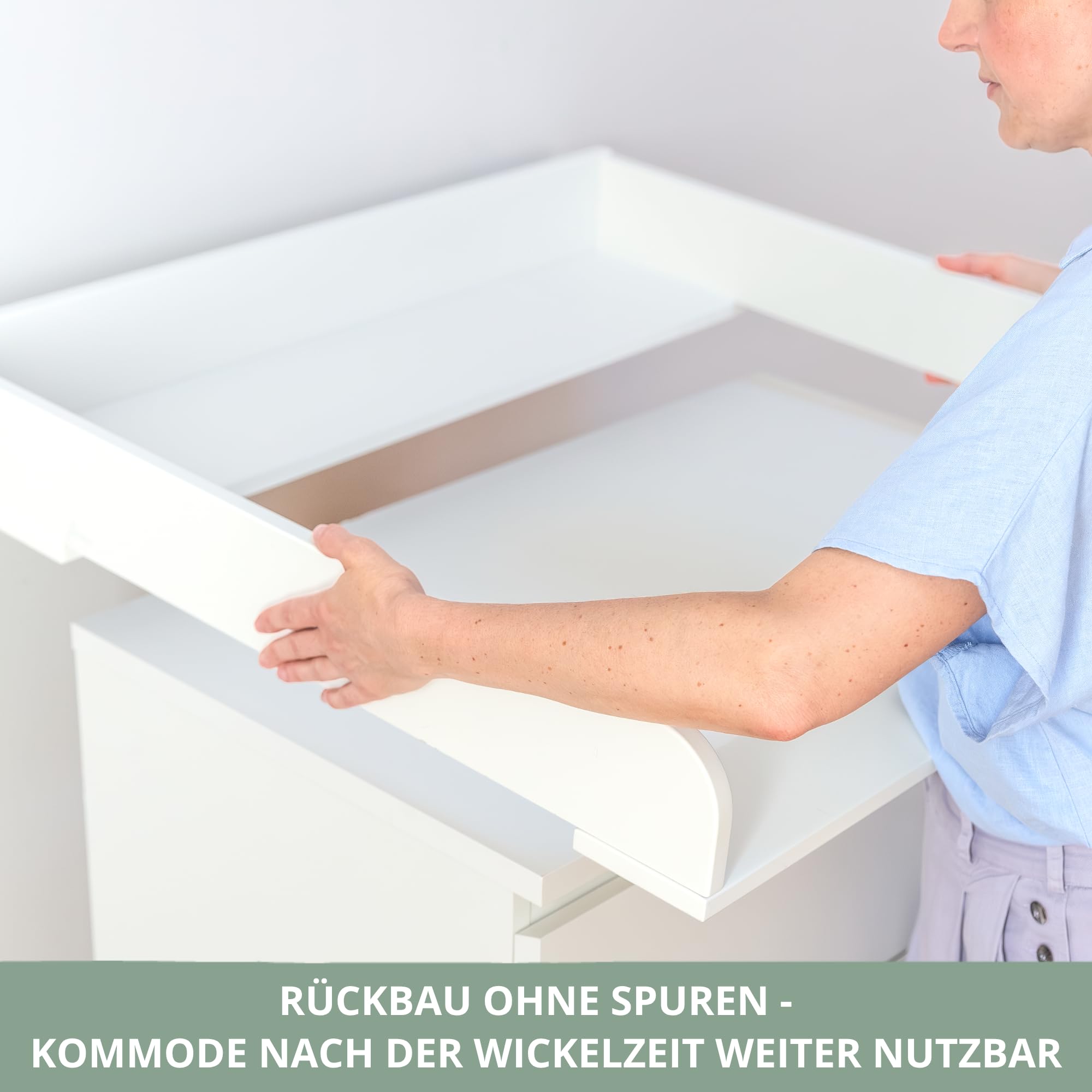 Wickelaufsatz-Set für IKEA MALM Kommode (Soft Grey, Aufsatz & Auflage)