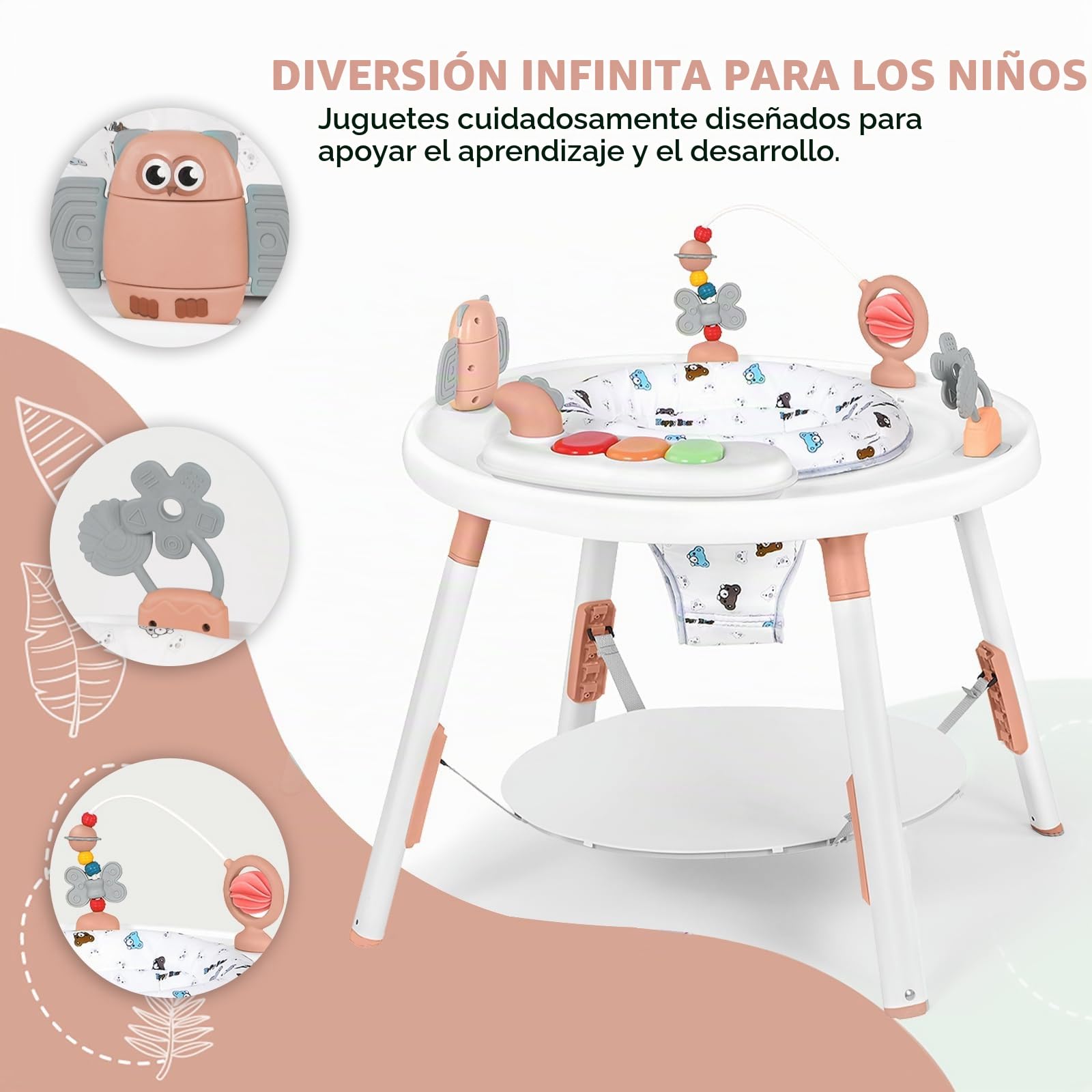 UBRAVOO Centro de Actividades para Bebés, Mesa para Bebés 3 en 1 con Juguetes Extraíbles y Asiento Giratorio 360°, Ideal para el Desarrollo y Entretenimiento del Niño Pequeño (Verde) (Rosa)