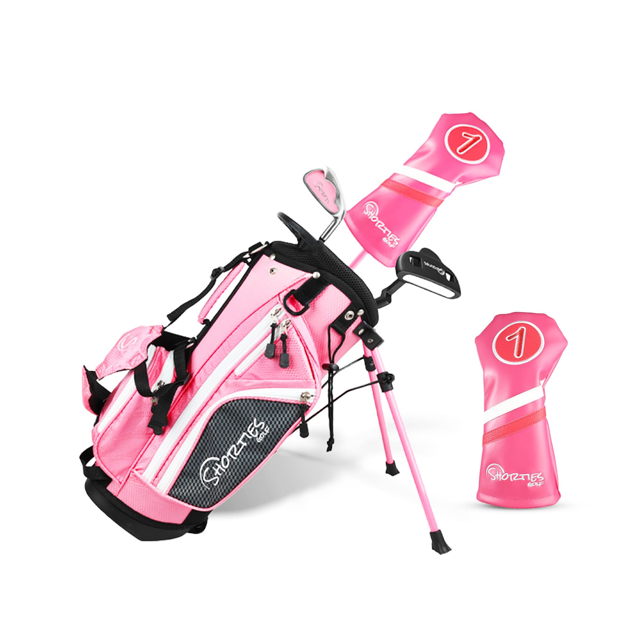 Shorties Golf - Kids Golf Club Set | Perfect for Toddler Golfers and Kids 34"-38" Tall | EasyCarry Stand Bag | Driver, 7-Iron, Putter, Headcover, and Rain Cover