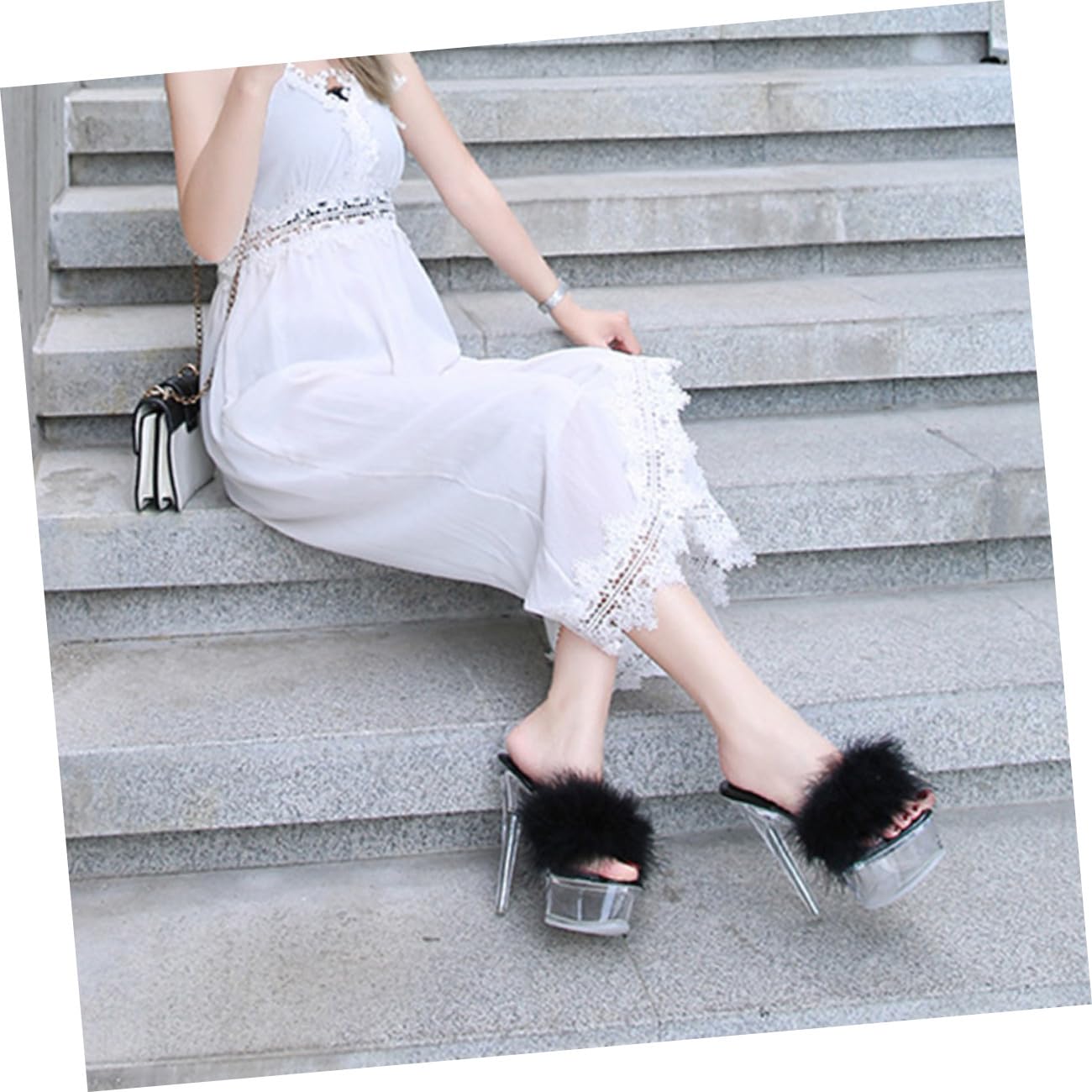 Holibanna High Heels Feder Mit Hohen Absätzen Sandalen Klare Plattform Hausschuhe für Frauen- Größe 37