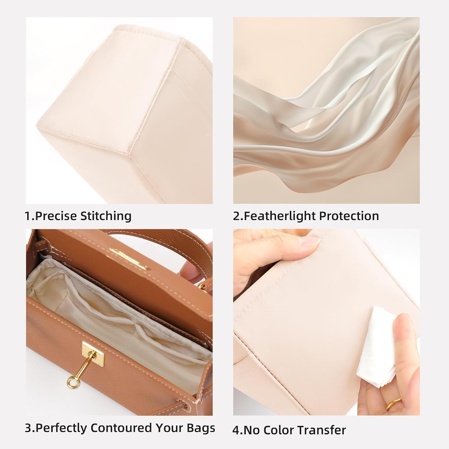DGAZ Silk Purse Organizer Insert for Kelly Bag(Craie,KL28 Retourne) image 3