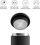 Fellow 12 oz Carter Move Travel Mug - Wide Mouth Vacuum-Insulated Stainless Steel Coffee Mug - Tea and Coffee Tumbler - Travel Coffee Mug with Ceramic Interior - Matte Black