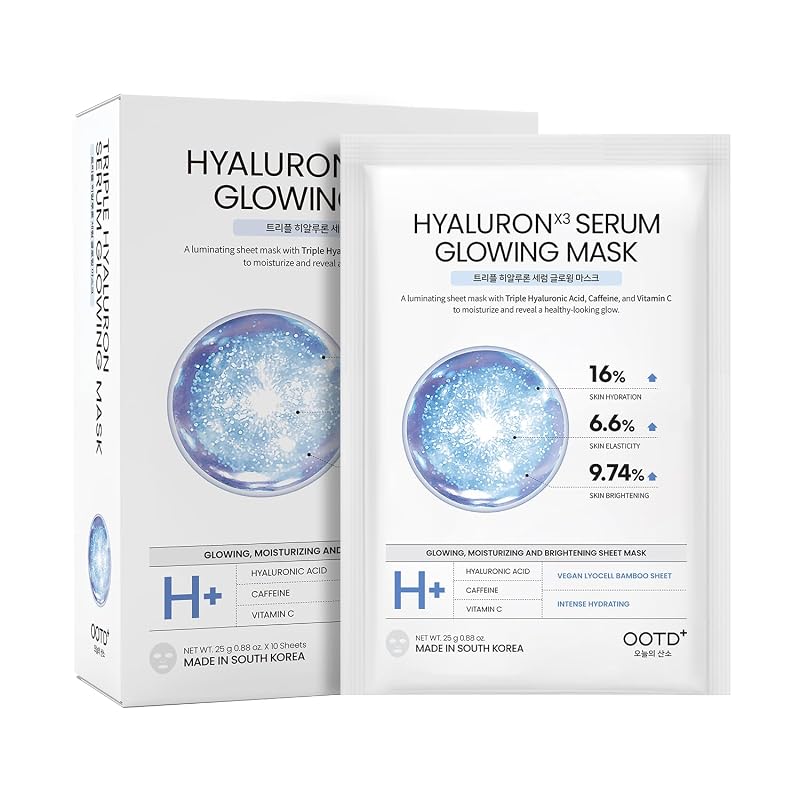 #OOTD Máscara facial de ácido hialurônico, máscara de tecido vegana, pacote com 10