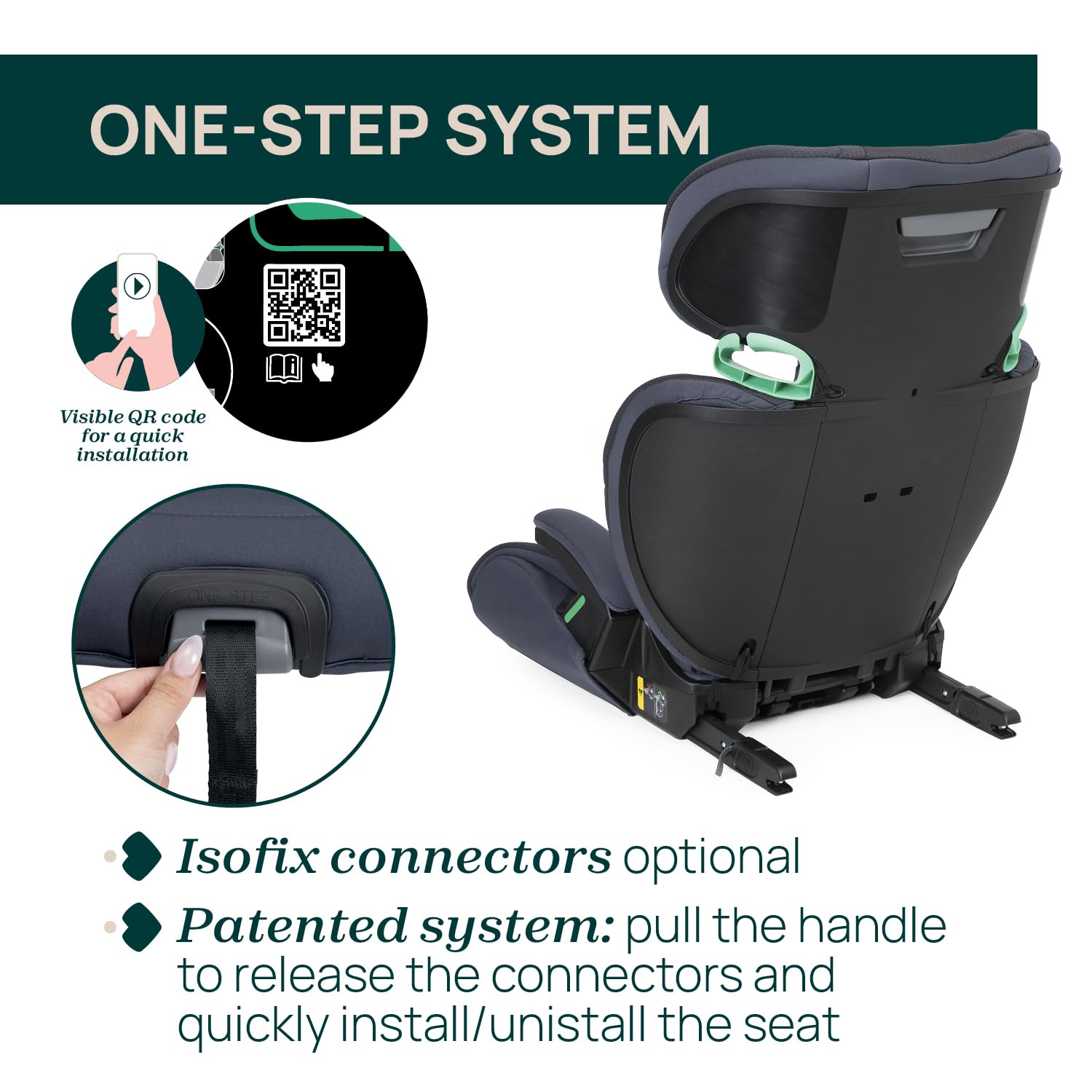 Chicco Quizy i-Size, Silla de Coche para Niños 3-12 Años (100-150 cm), Peso 15-36 kg, Grupo 2/3, Instalación Fácil con Sistema Isofix, Reclinable, Ajustable en Altura, Reposabrazos Acolchados, Azul