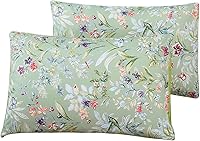 Vista 13 de WINLIFE Juego de 2 fundas de almohada 100% algodón con estampado floral de jardín (estándar 20 x 26 pulgadas, lila)