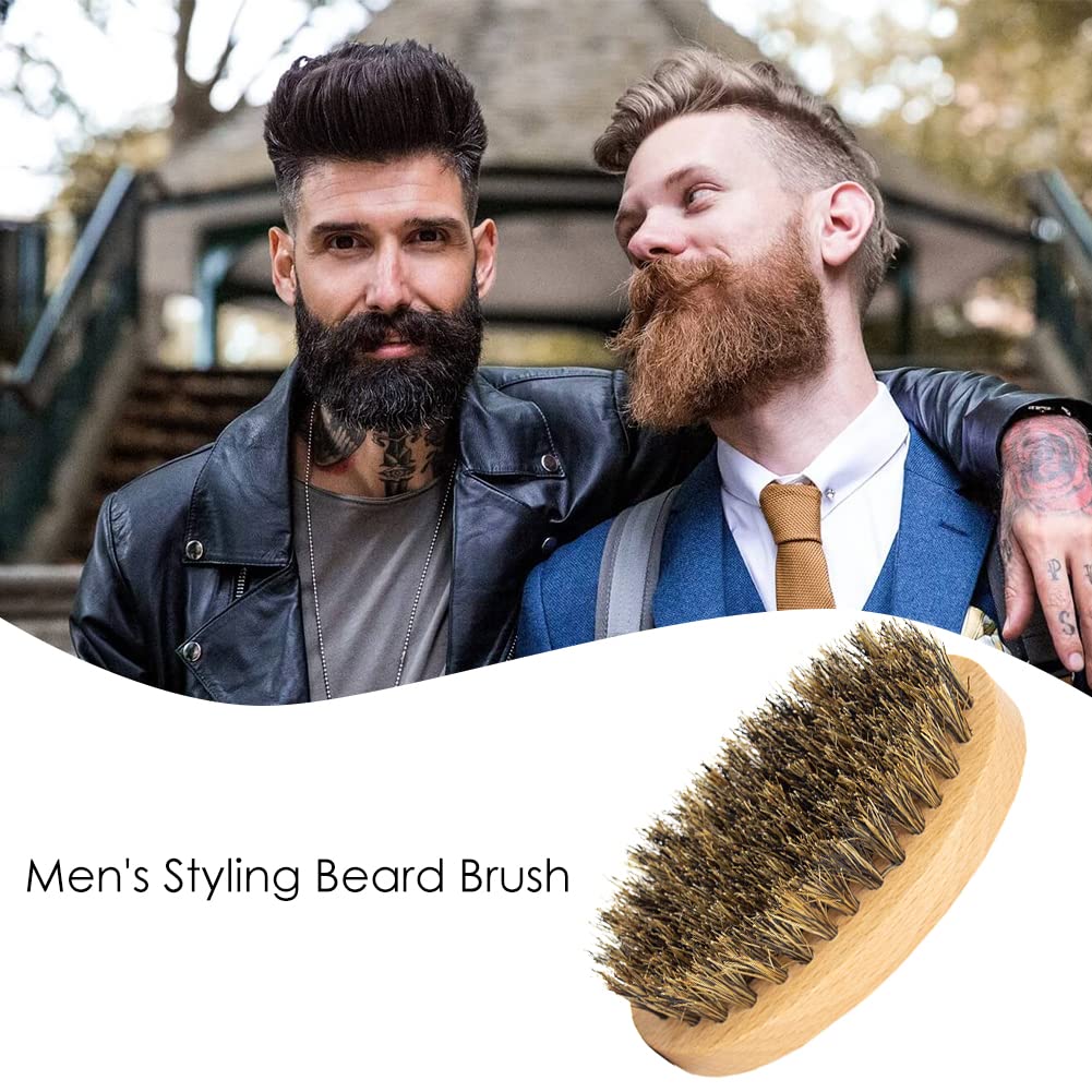 Spazzola Per Barba Da Viaggio - Piccola Con Setole Di Cinghiale Per Uomo, Spazzola Per Il Viso, Cura Professionale Della Barba, Per Tutti I Tipi Di Capelli