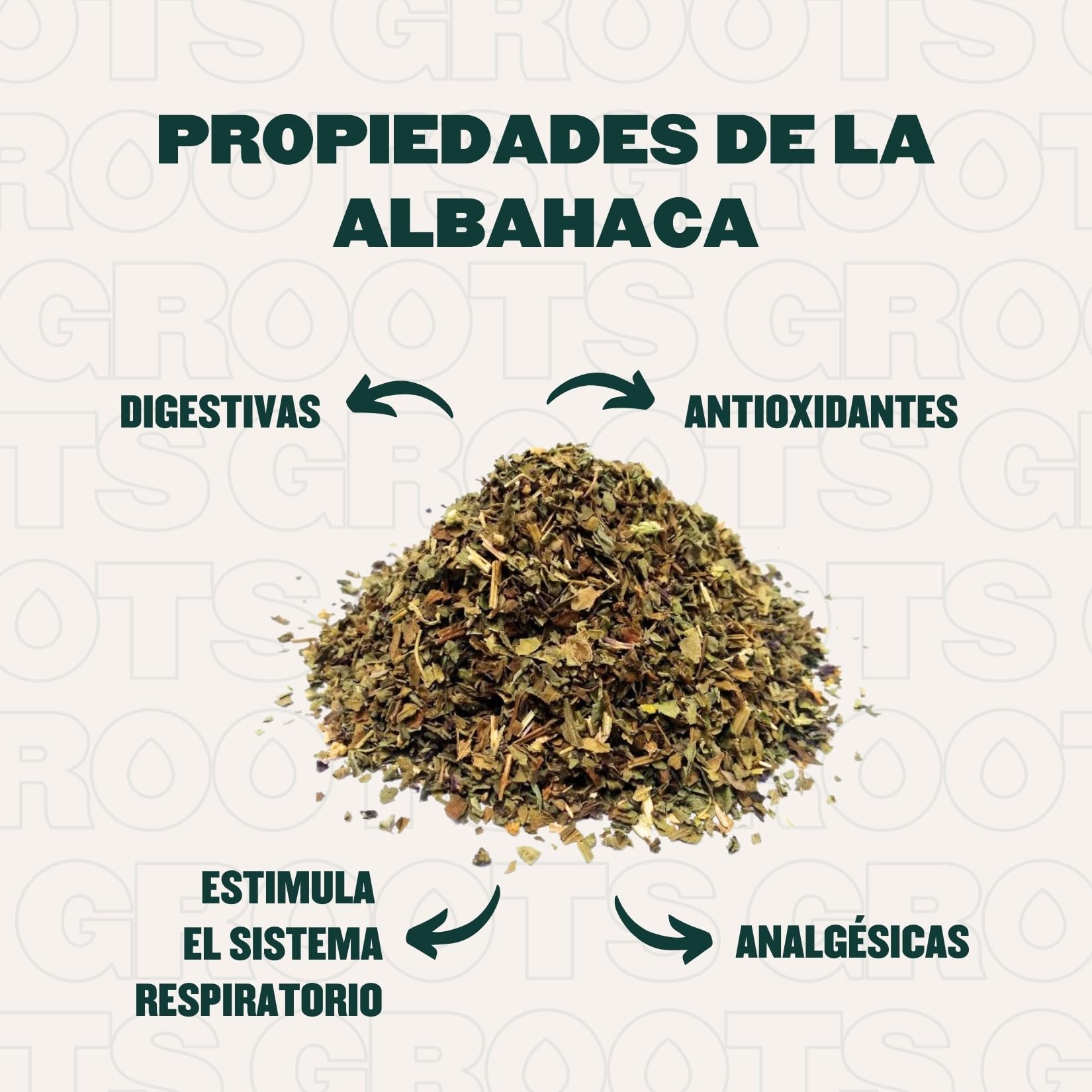 Groots SpiceZ - Albahaca Seco - 50 g - Especias para Sazonar tus Comidas - Condimento Ideal de Cocina - Hierba Aromática - Cultivo Vertical sin Tierra