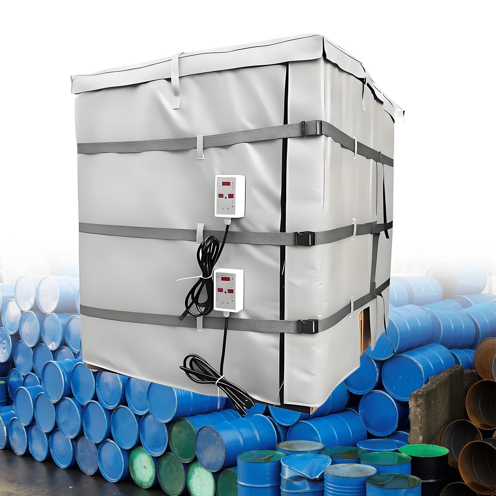 Manguito Calefactor para bidones IBC y Banda calefactora Ajustable de 0 a 150 °C para bidones de Aceite, Materiales de Aislamiento Impermeables, para Tanques de plástico IBC 1000L-110V