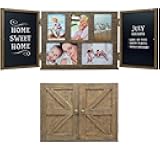 Excello Global Products Barndoor Rustic Wood Collage Picture Frame with 2 Magnetic Chalkboard Door - Holds 4x6 and 5x7 Photos
