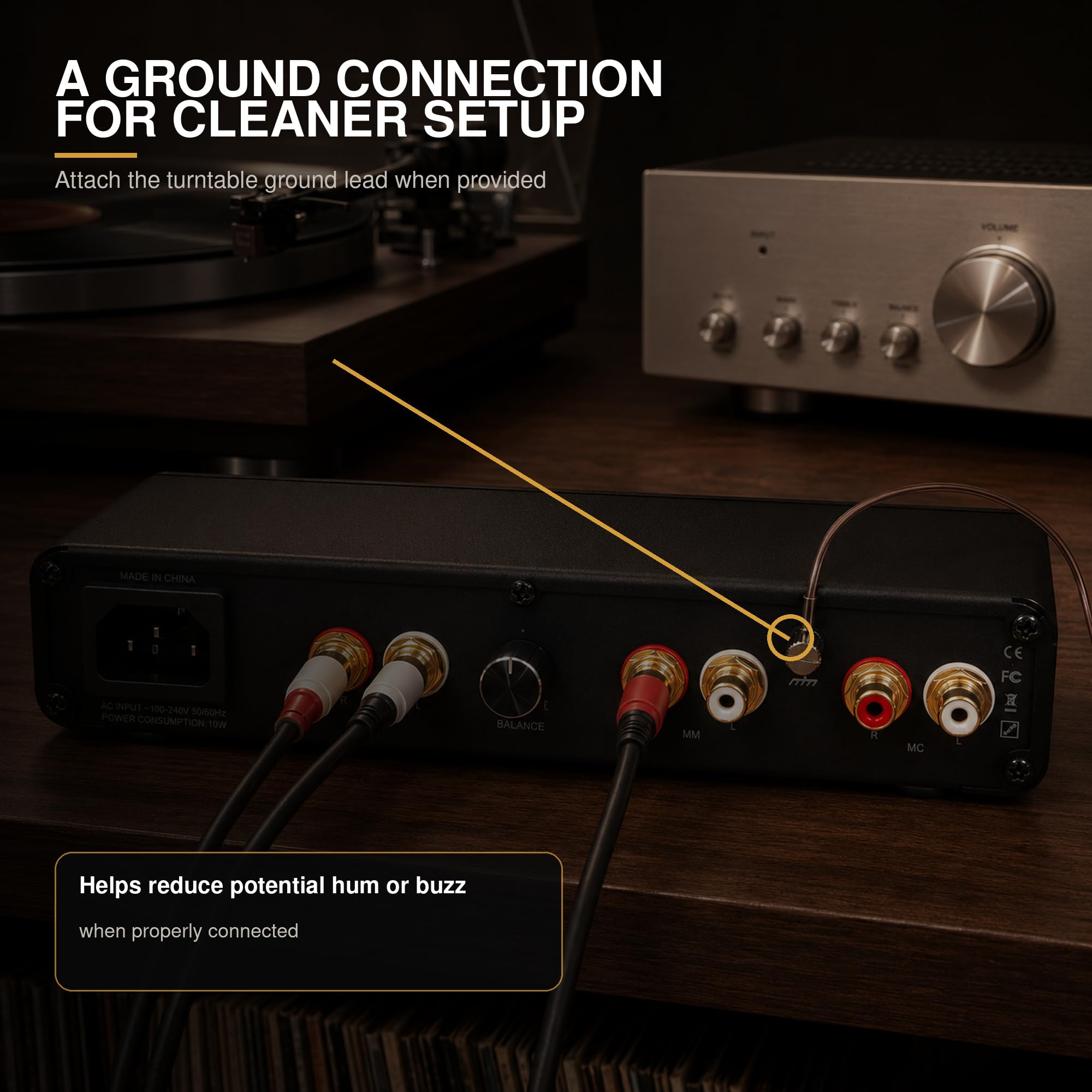 WAudio Preamplificador Phono de Alta fidelidad para Tocadiscos MM/MC (Plateado)