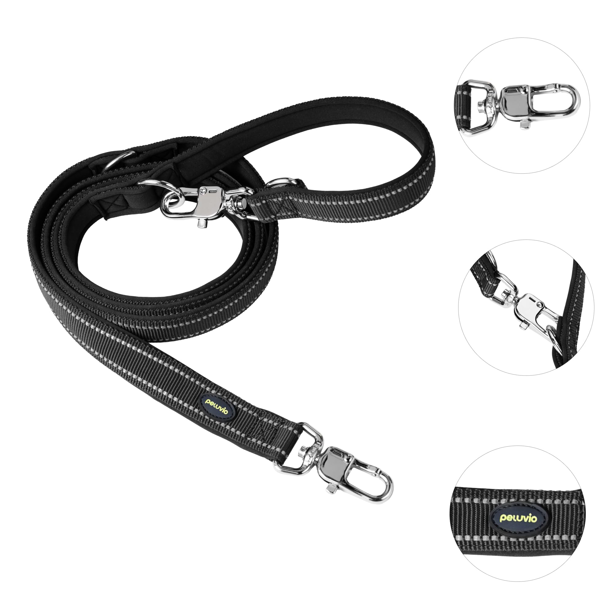 Amigo Correa para Perro 2,2 M, para Perros Grandes y Muy Grandes, Ajustable Reflectante de Nylon, Mosquetón Sólido y Herrajes Metálicos, Ligera, Secado Rápido, Resistente a Humedad y UV