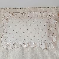Vista 40 de BuLuTu Funda de almohada de muselina de algodón para niños pequeños, diseño de brotes, funda de almohada Shabby Chic con borde de volantes, funda