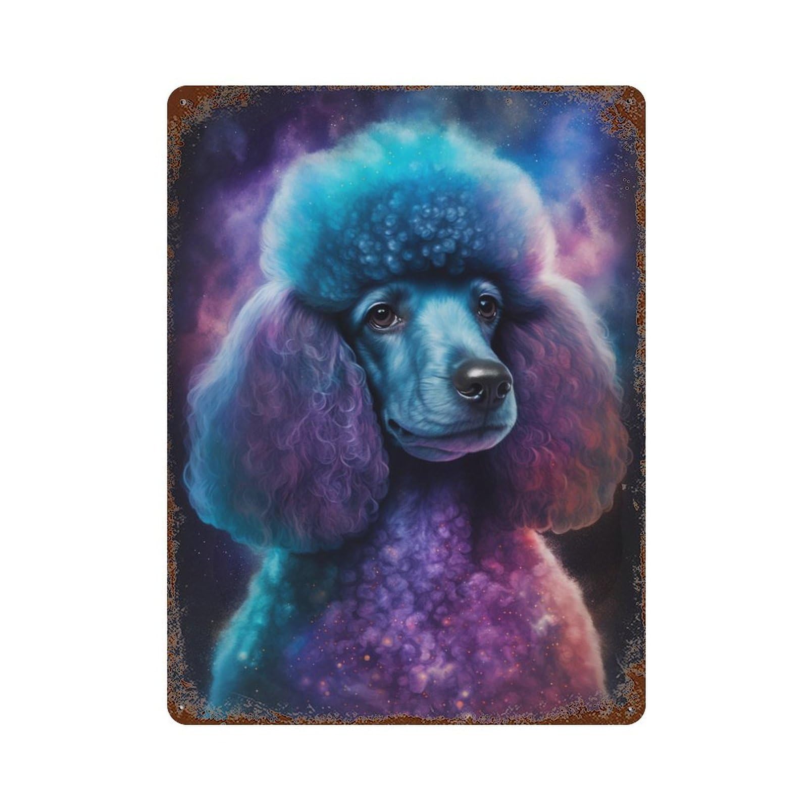Retro Metal Sign with Cosmic Poodle Art Print-6 Design 15.7"x11.8", for Shed, Workshop And Garage Wall Decor, Industrial Home Decor