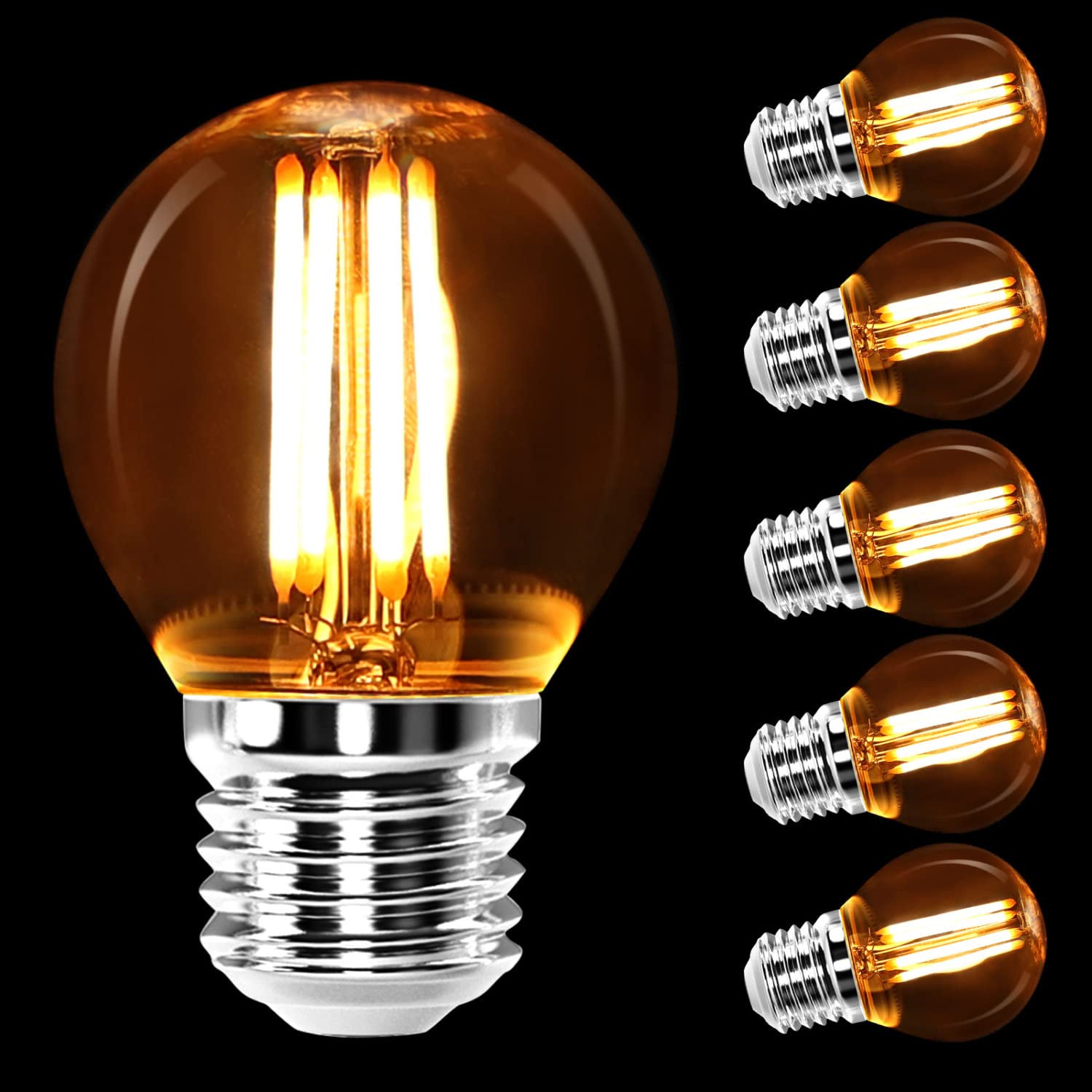 Aigostar E27 Screw Bulb GLS, 4W E27 Led Filament Bulb 400LM 2200K, Small Vintage Light Globe 35W Equivalent, Energy Saving, Warm White 5 Pack