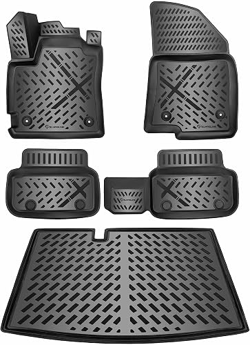 ELMASLINE Jeu de tapis en caoutchouc 3D et bac de coffre … - 1