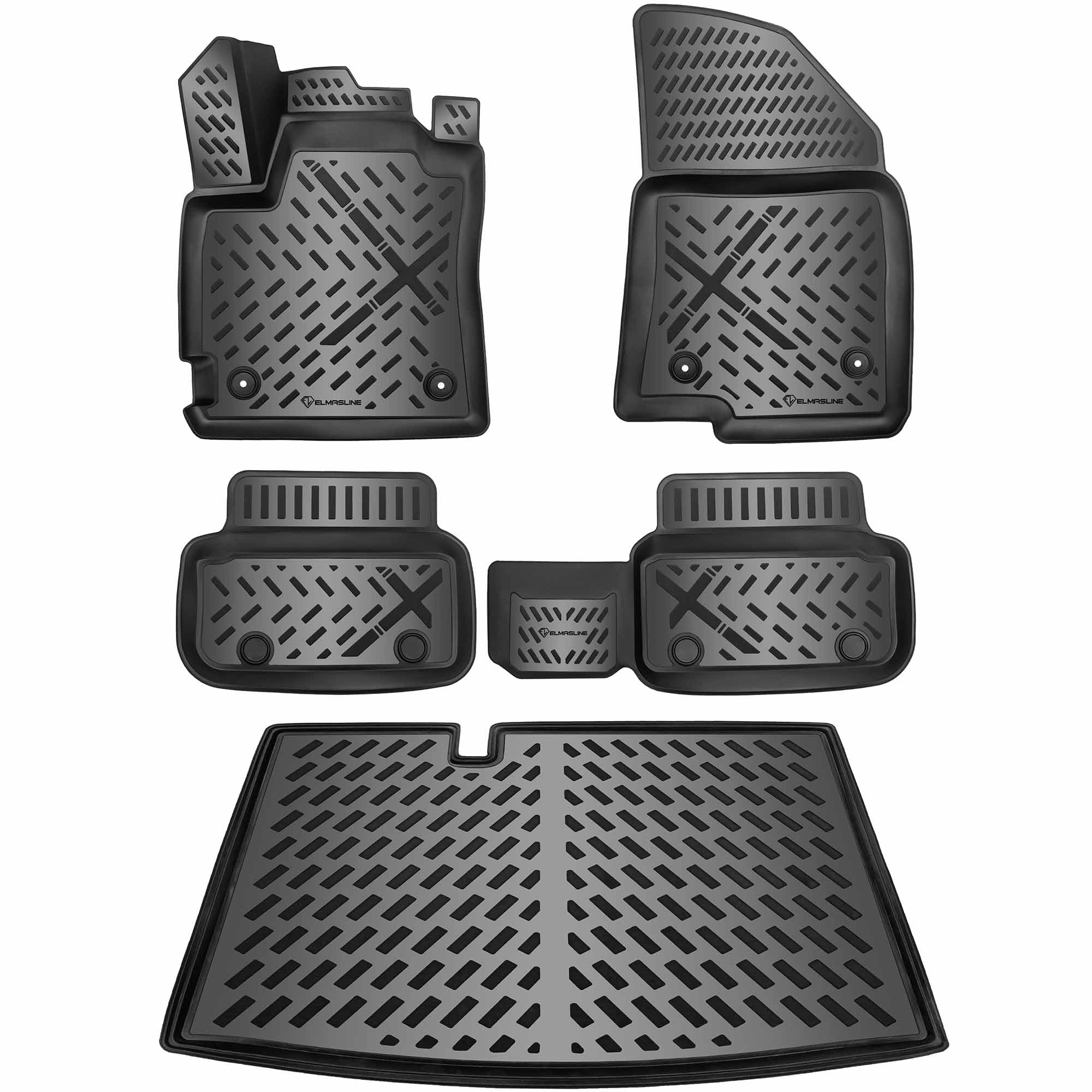 Set 4 Tappetini Auto Alpha-Tex Per Dacia Sandero III (2021-2024), Colore Graphit Con Bordo Marrone, Facili Da Pulire, Con Protezione Tallone