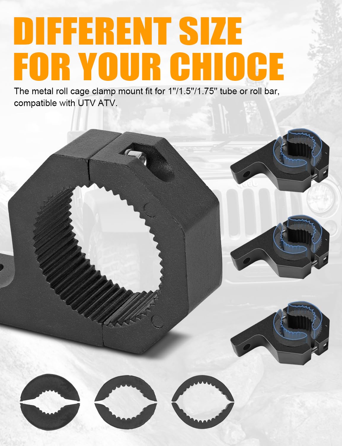 Schnellspann-Gummiklemmen Für Schaufelhalter – Für LKW, SUV, ATV, Durchmesser 29-36 Mm, Inkl. Halterung