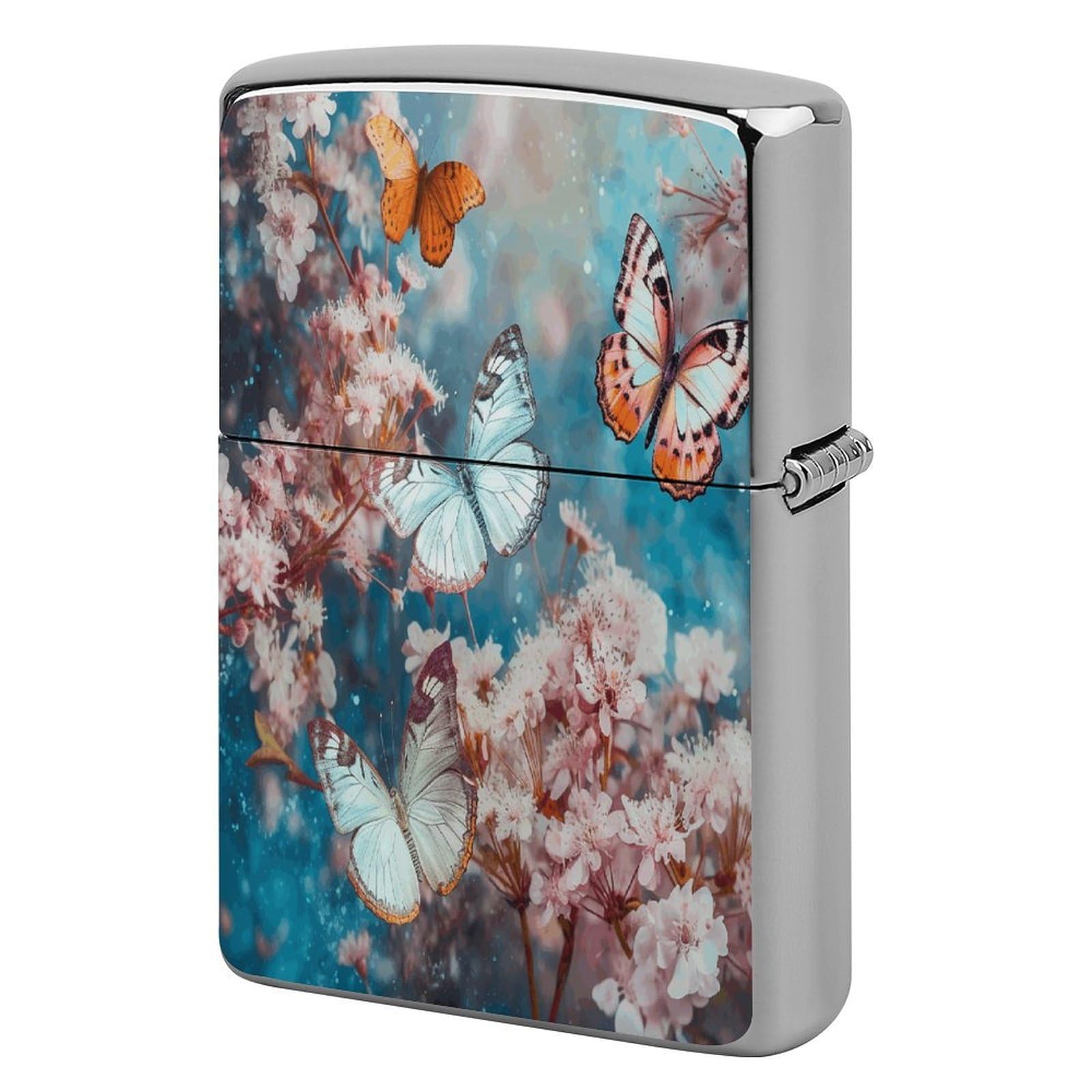 Btcowzrv Style A Group Of Butterflies Flying Metal Lighter Case Sleeve Cover Holder