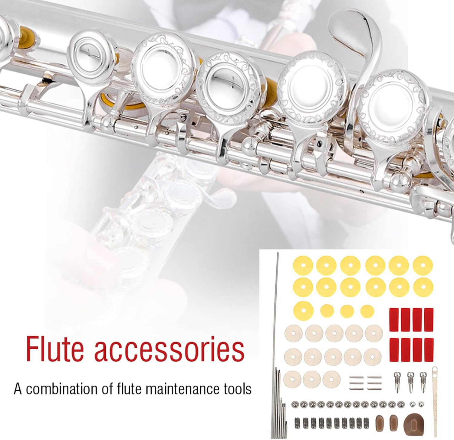 Flute Repair Tools Kit with 16pcs Open Hole Sound Pads, Musical Instrument Woodwind Maintenance Tools Set : Musical Instruments