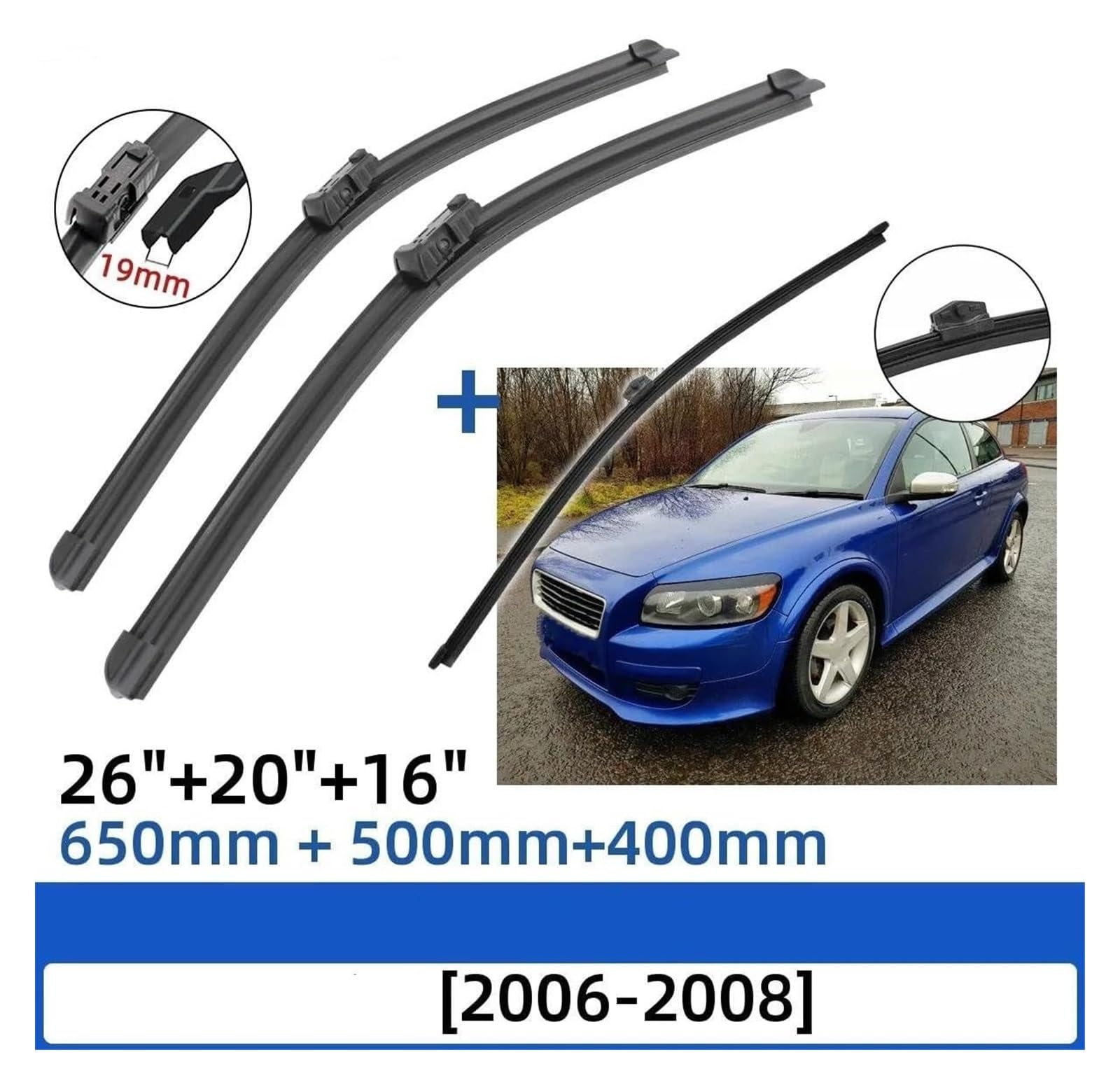 Parabrezza Tergicristalli Per Volvo C30 2006 2007 2008 26 "+ 20" + 16 "Anteriore Spazzole Tergicristallo Posteriori Parabrezza Finestra Spazzole Tergicristallo Auto