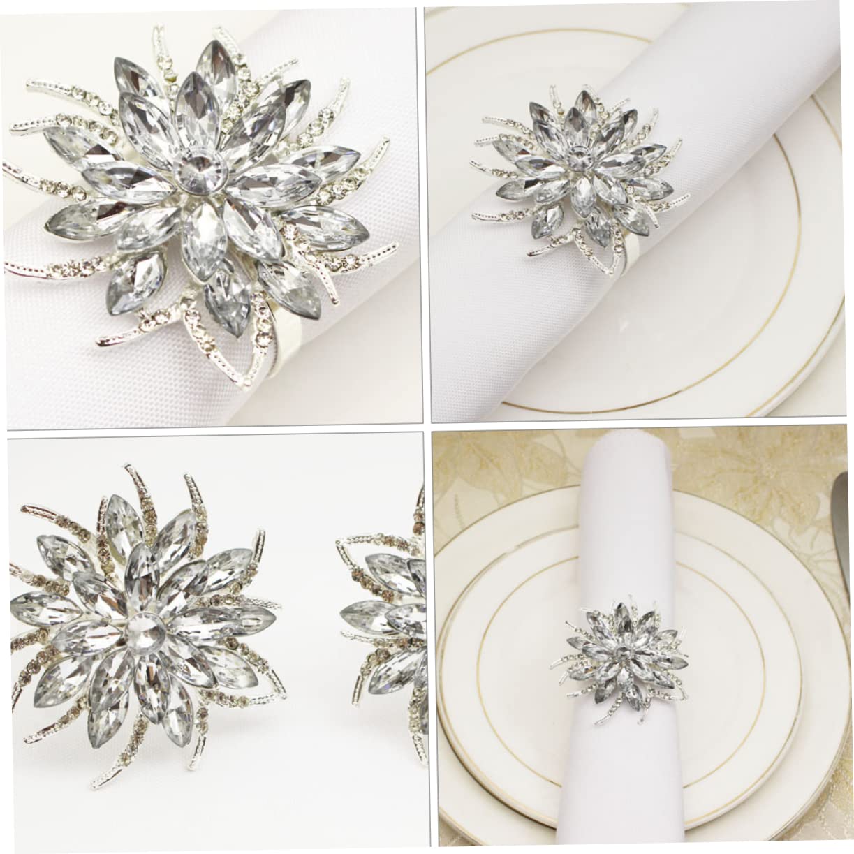 ABOOFAN 2sätze Lotus-Form Weihnachts-Rhinestone Serviettenringe Napkin Buckles Für Hochzeiten Und Dekorative Tischaccessoires