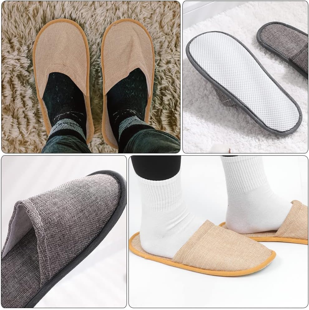 Ciieeo 10pairs Portable Travel Slippers for Men and Women Comfy Closed Toe Folding Slippers Skid Design for Hotels Home and Spas Includes