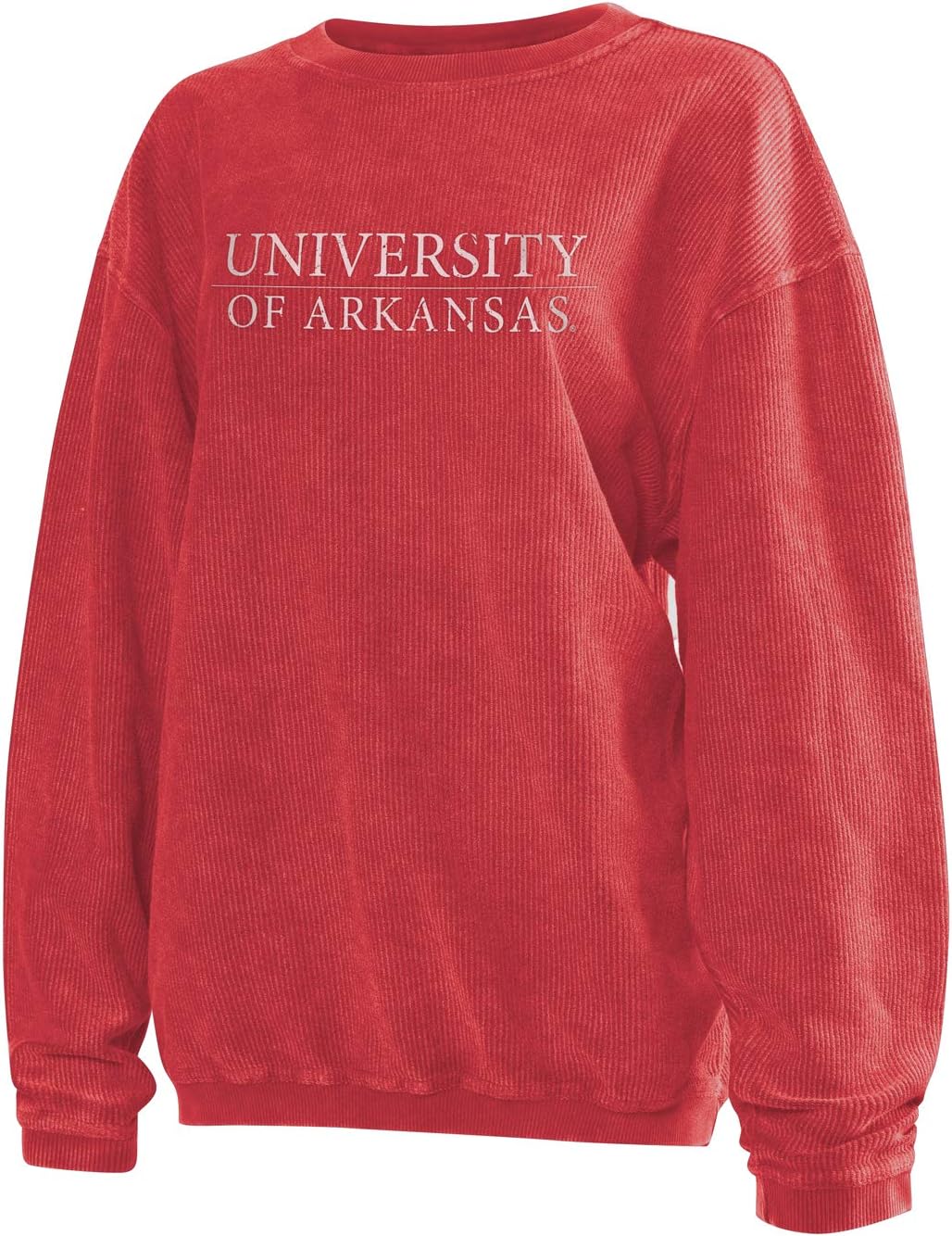 chicka-d Arkansas Razorbacks Women's Corded Crew Sweatshirt Crimson, X-Large